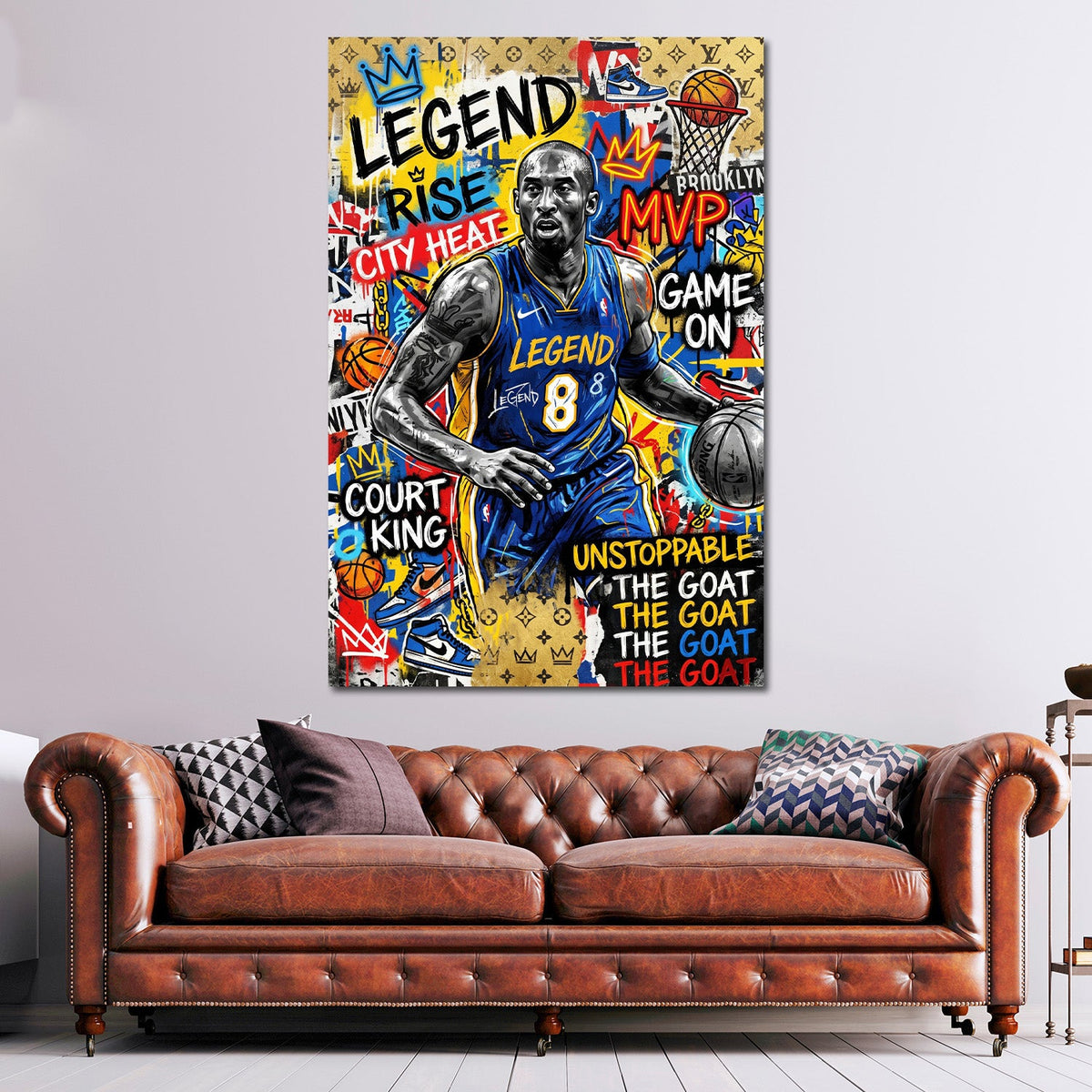 Kobe basket pop art quadro in soggiorno