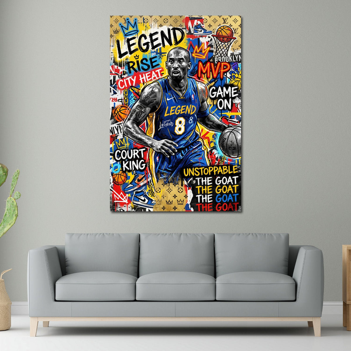 Kobe basket pop art quadro ambientato