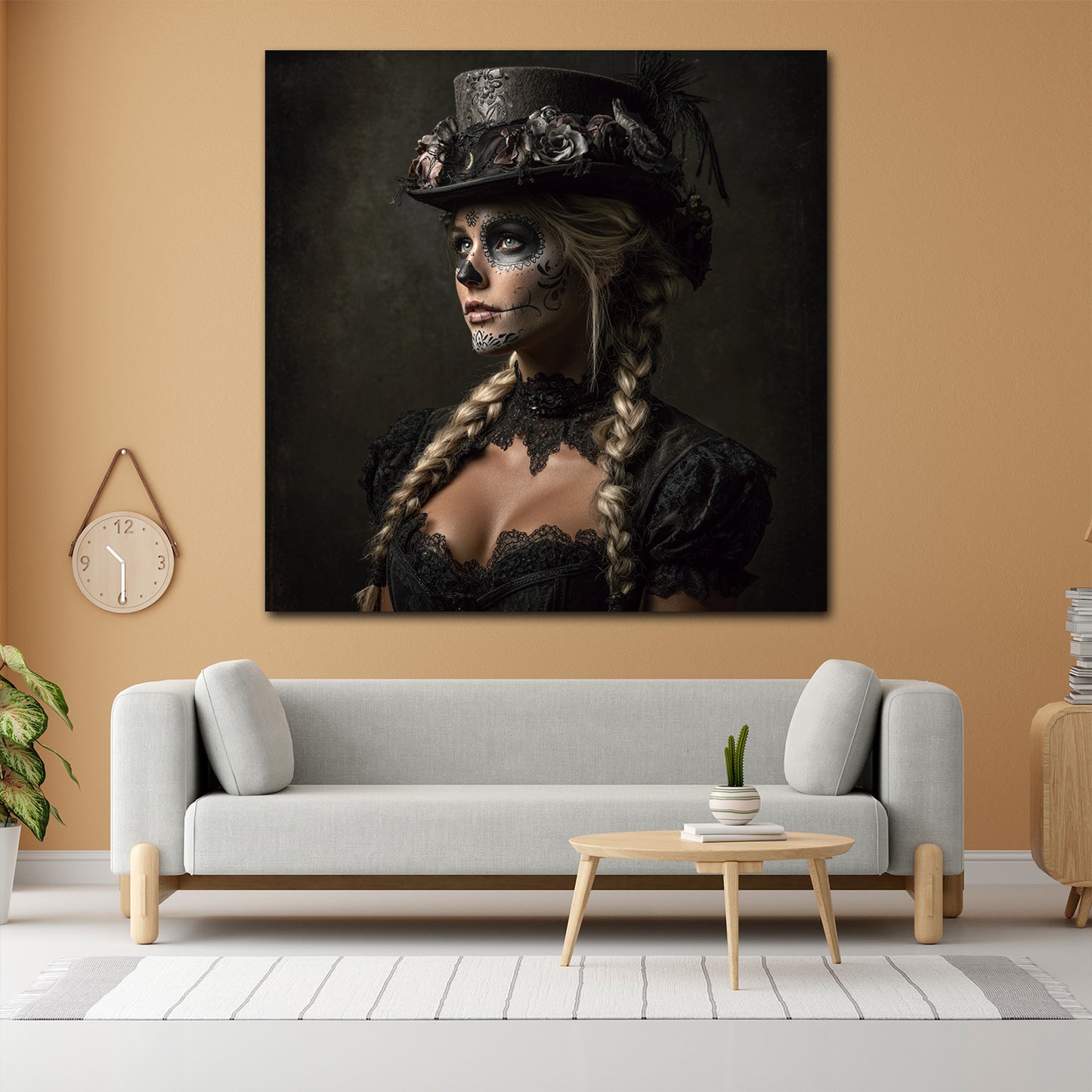 La Catrina donna gotica trucco teschio arte dark quadro