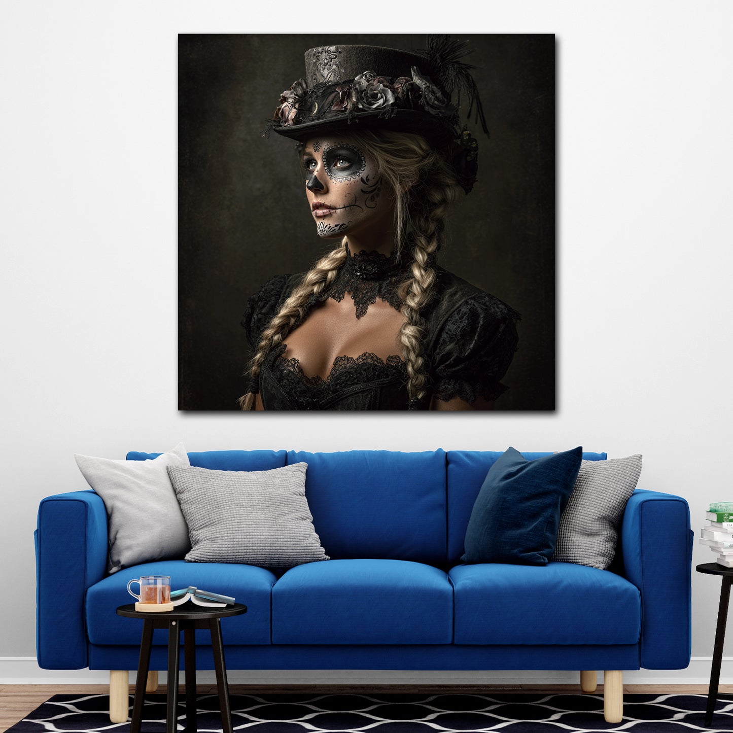 La Catrina donna gotica trucco teschio arte dark quadro