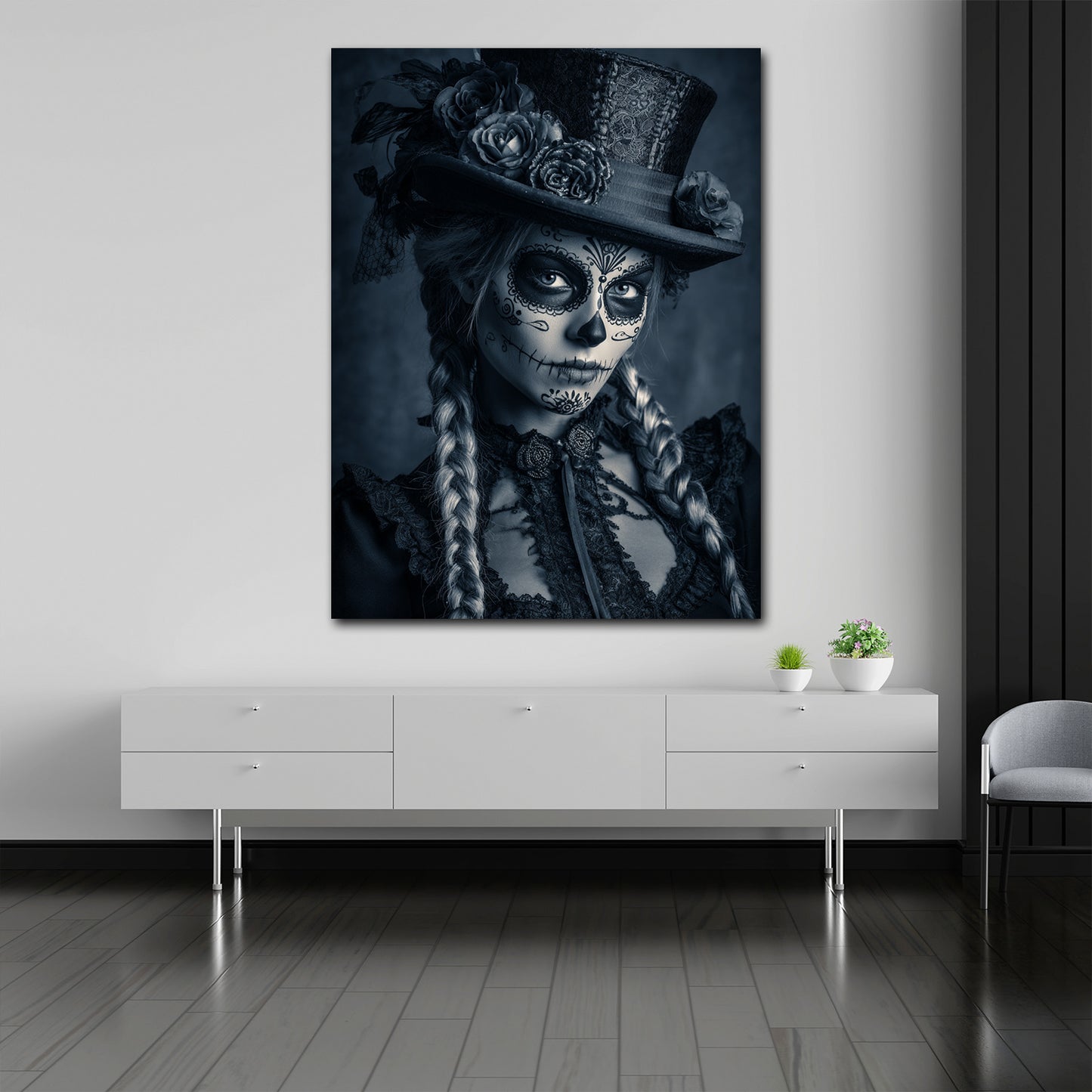 La Catrina ritratto dark con trucco teschio quadro