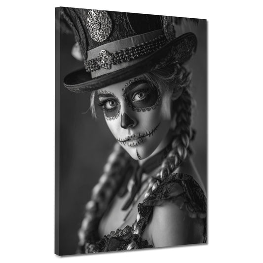 La Catrina ritratto monocromatico con cappello quadro