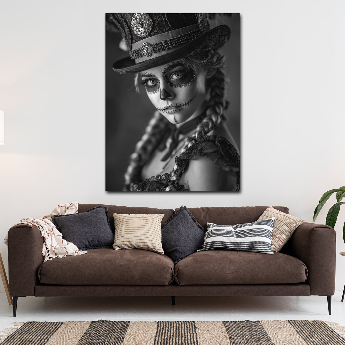 La Catrina ritratto monocromatico con cappello quadro