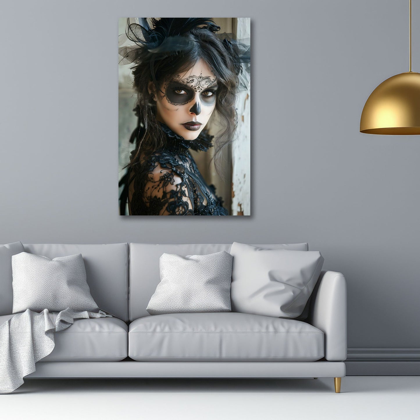 La Catrina ritratto scuro elegante dai toni caldi quadro
