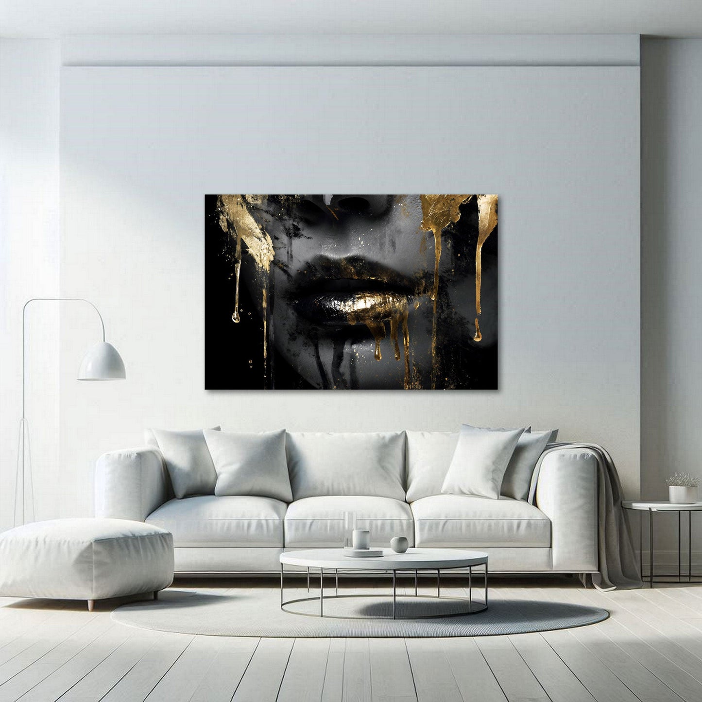 Labbra dorate di donna con fascino sensuale intenso quadro