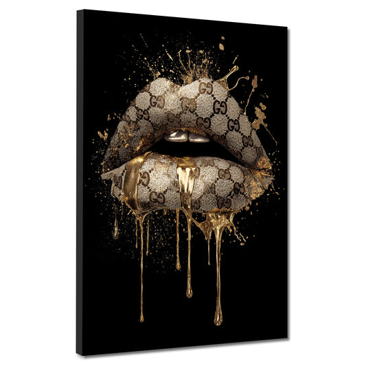 Labbra dorate lusso arte fashion quadro