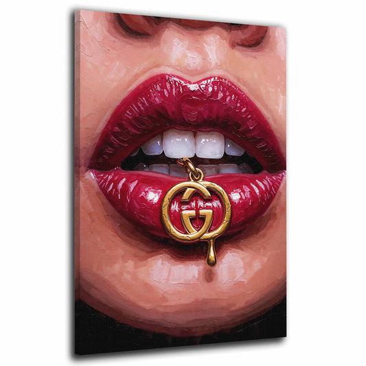 Labbra rossetto rosso gioiello glamour quadro