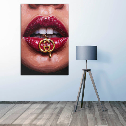 Labbra rossetto rosso gioiello glamour quadro