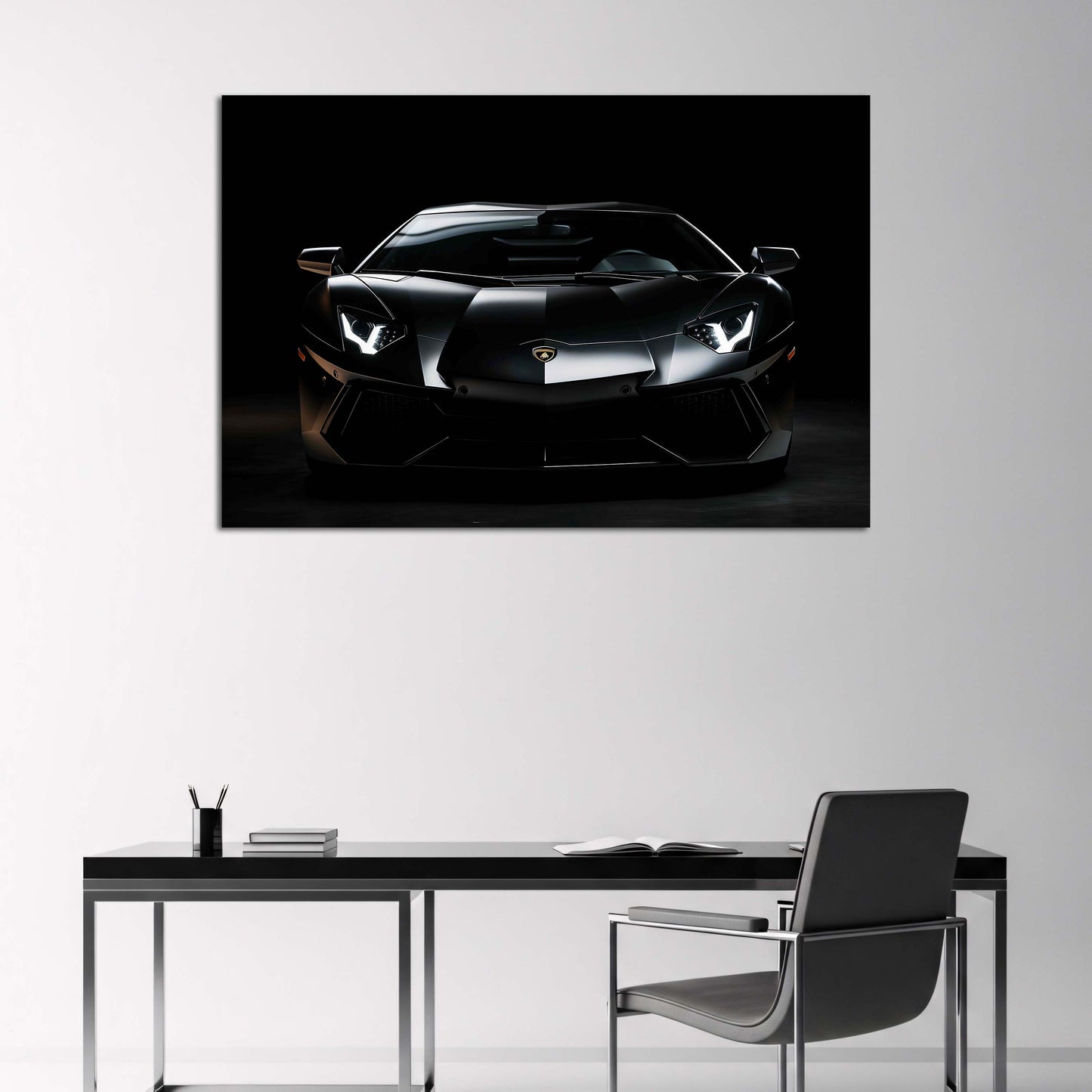 Lamborghini aventador nero supercar vista frontale lusso auto quadro