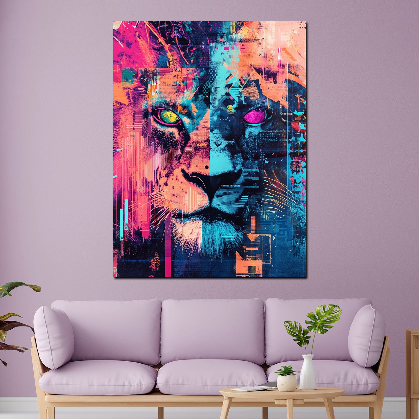 Leone arte pop colori vivaci street art quadro