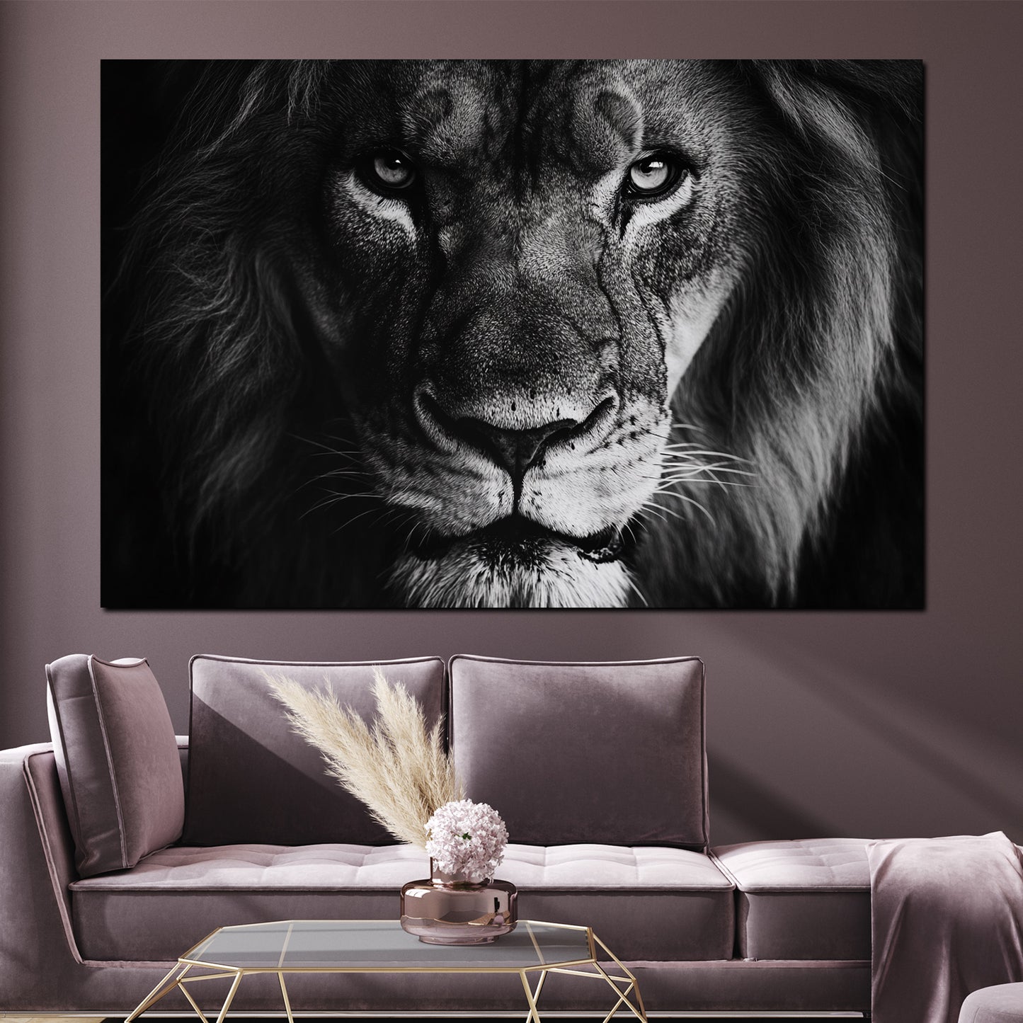 Leone bianco e nero ritratto maestoso quadro