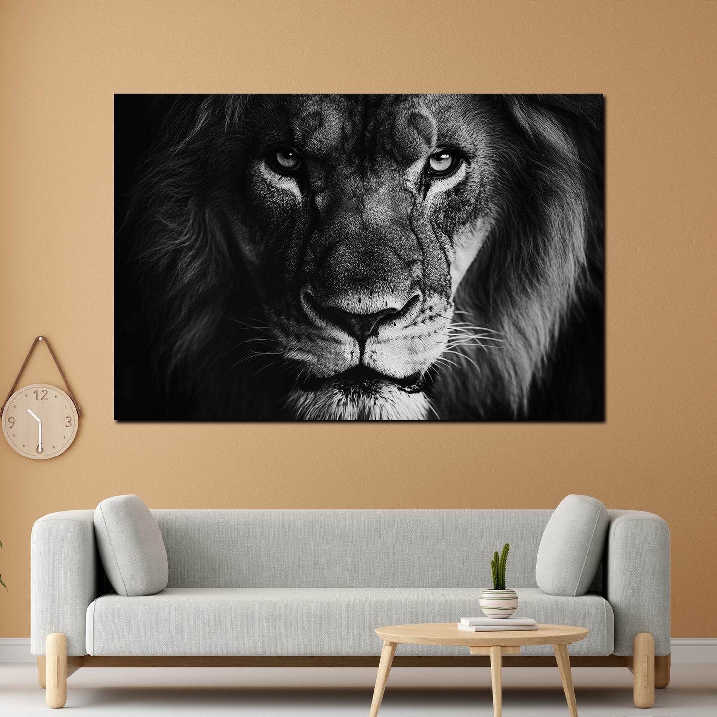 Leone bianco e nero ritratto maestoso quadro