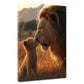 Leone con cucciolo affetto paterno savana africana quadro