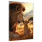Leone con cucciolo paesaggio africano quadro