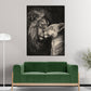Leone e leonessa arte in bianco e nero coppia quadro
