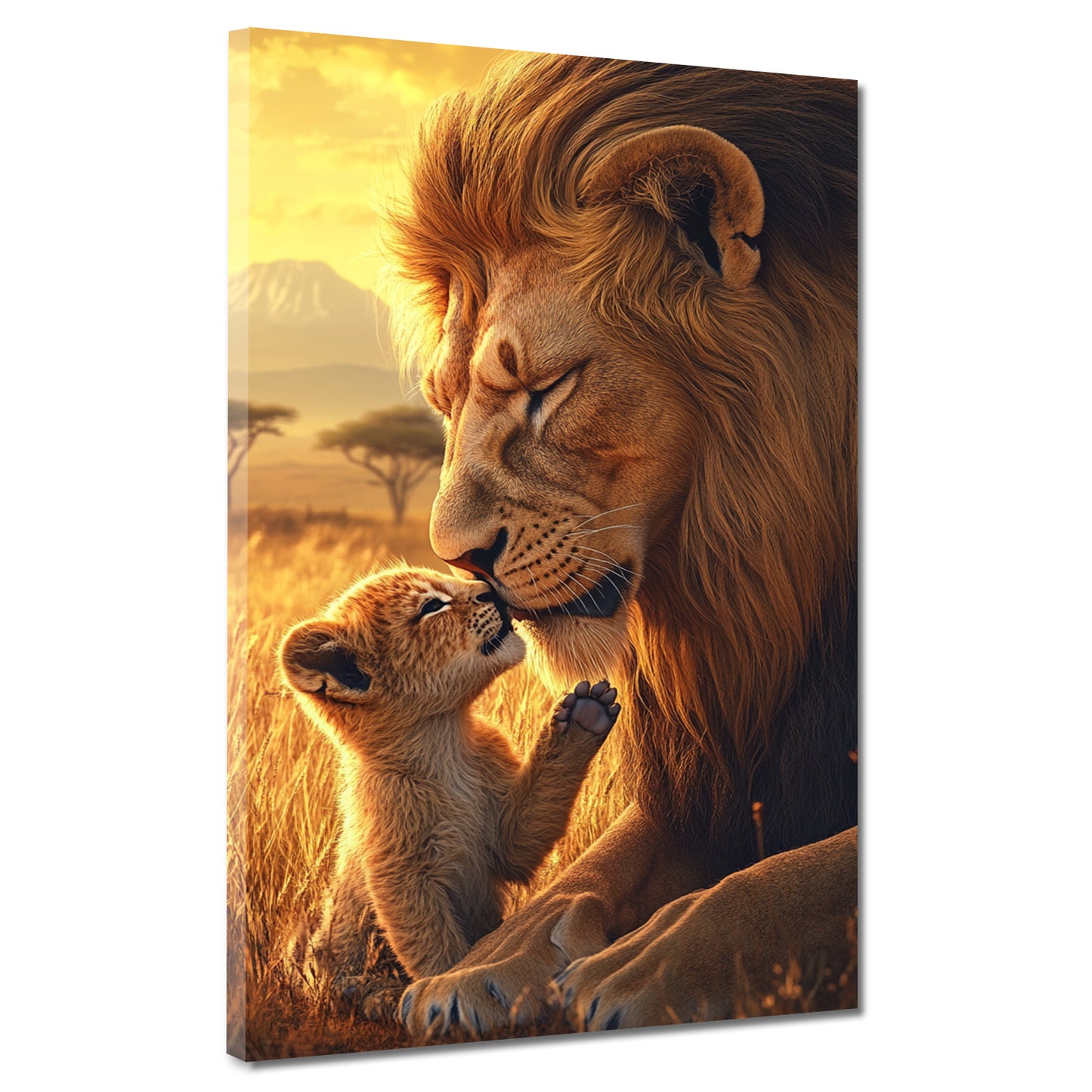 Leone e piccolo amore paterno quadro