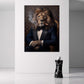 Leone in abito con sigaro ritratto lusso quadro