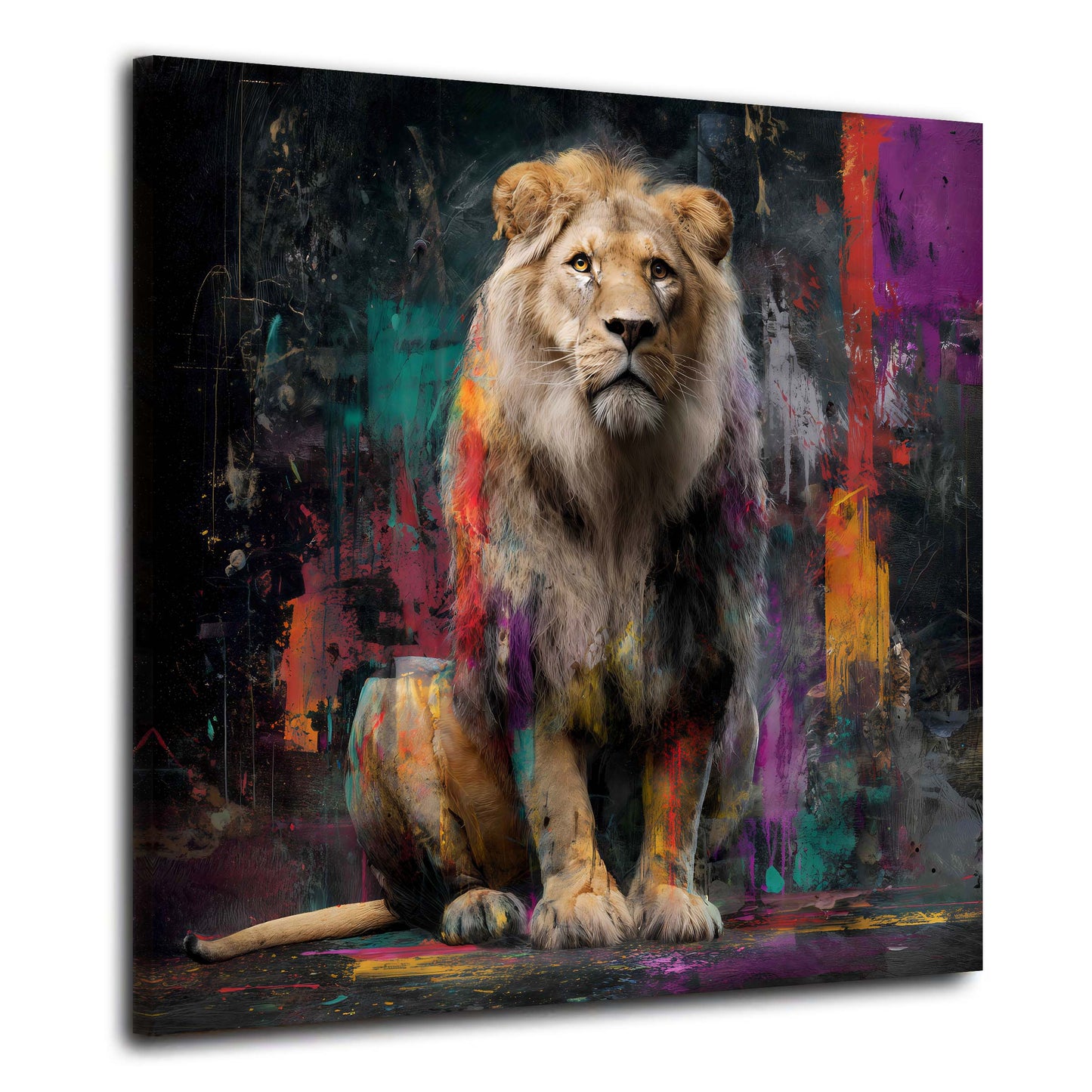Leone Pop Art ritratto animale colorato arte contemporanea quadro