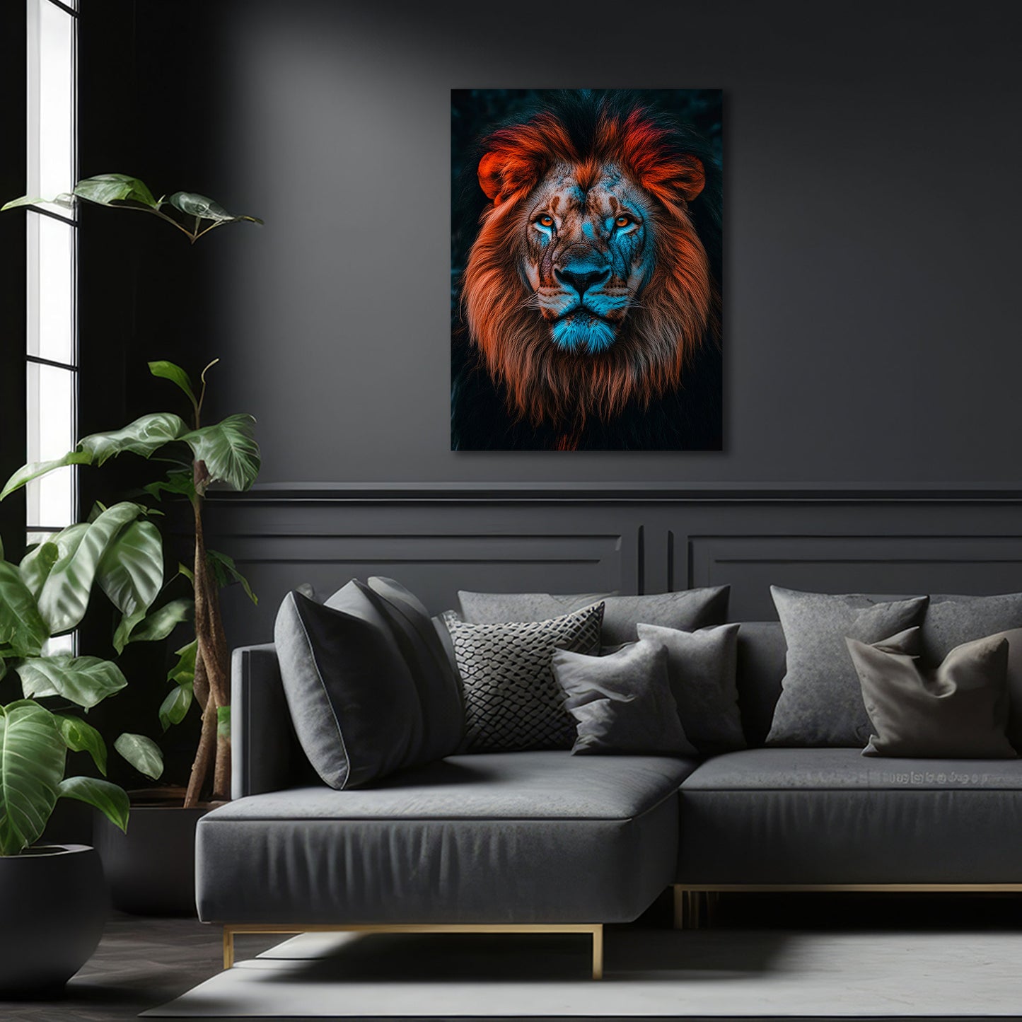 Leone ritratto maestoso animale selvaggio potere quadro