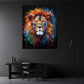 Leone testa Pop Art esplosione di colori arte moderna quadro
