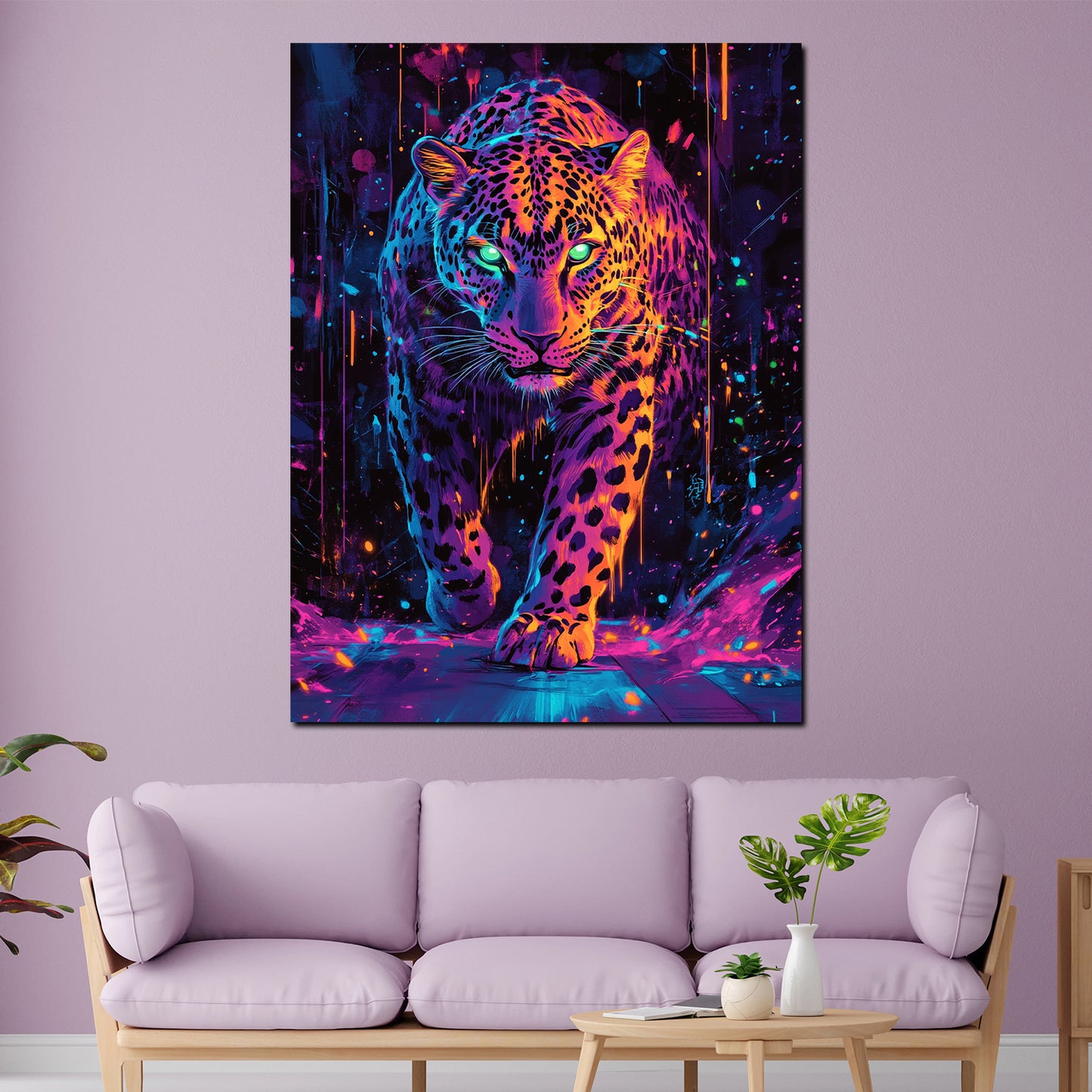 Leopardo pop art colori neon quadro