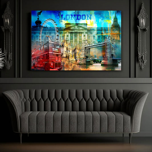 Londra pop art colorata bus ruota panoramica architettura quadro