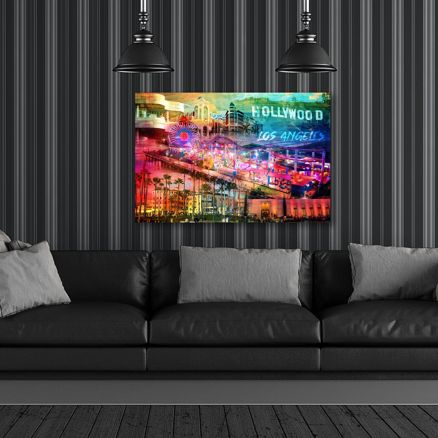 Los Angeles pop art hollywood palme colori vivaci quadro