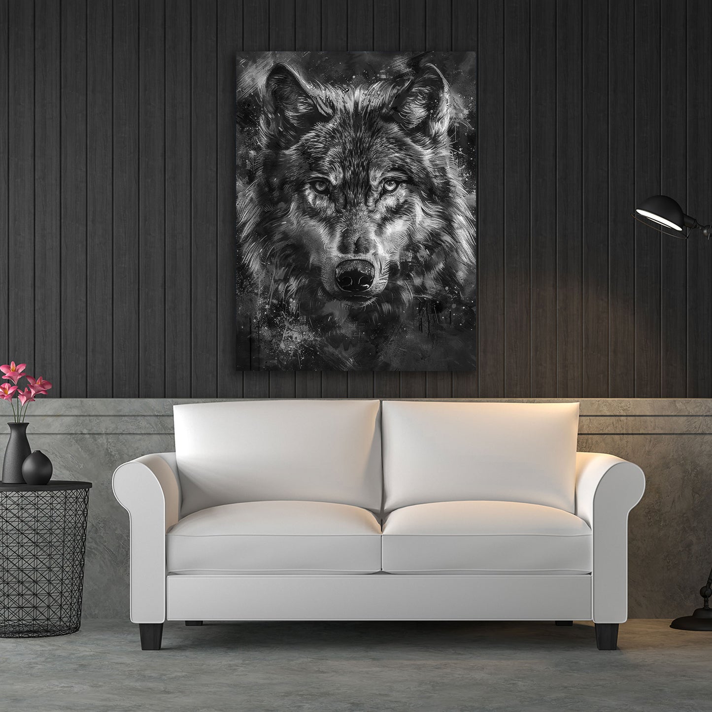 Lupo ritratto realistico arte animale selvaggio quadro