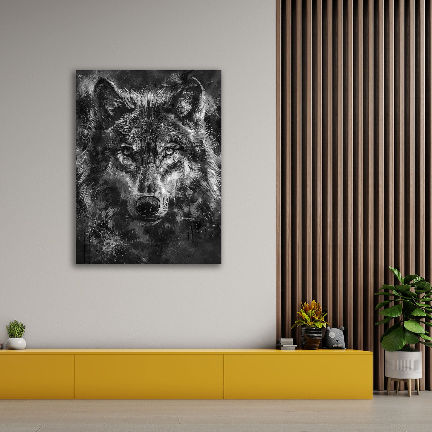 Lupo ritratto realistico arte animale selvaggio quadro