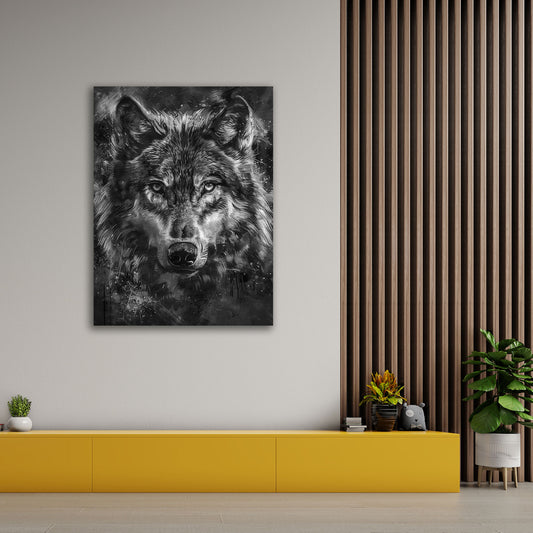 Lupo ritratto realistico arte animale selvaggio quadro