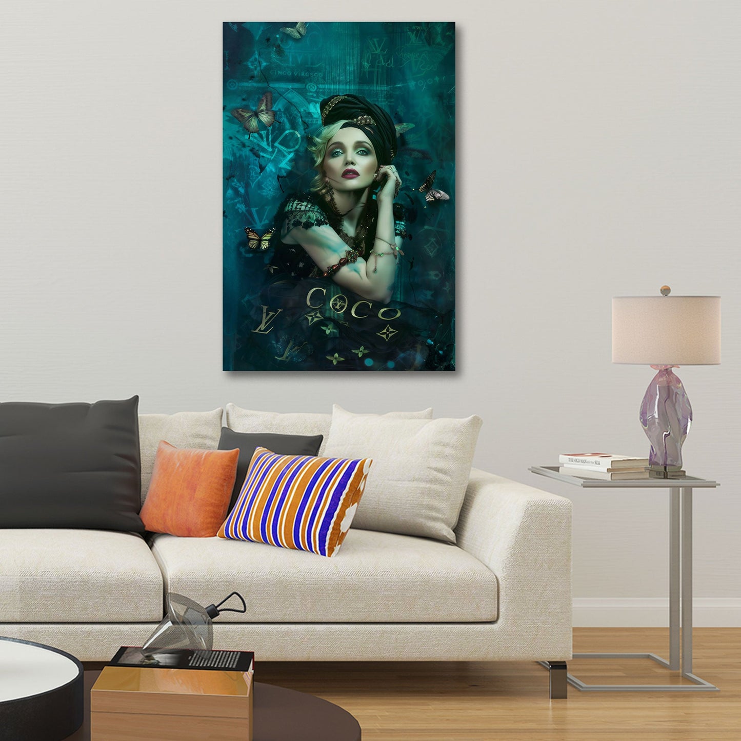 Madonna ritratto fashion con farfalle e stile elegante quadro