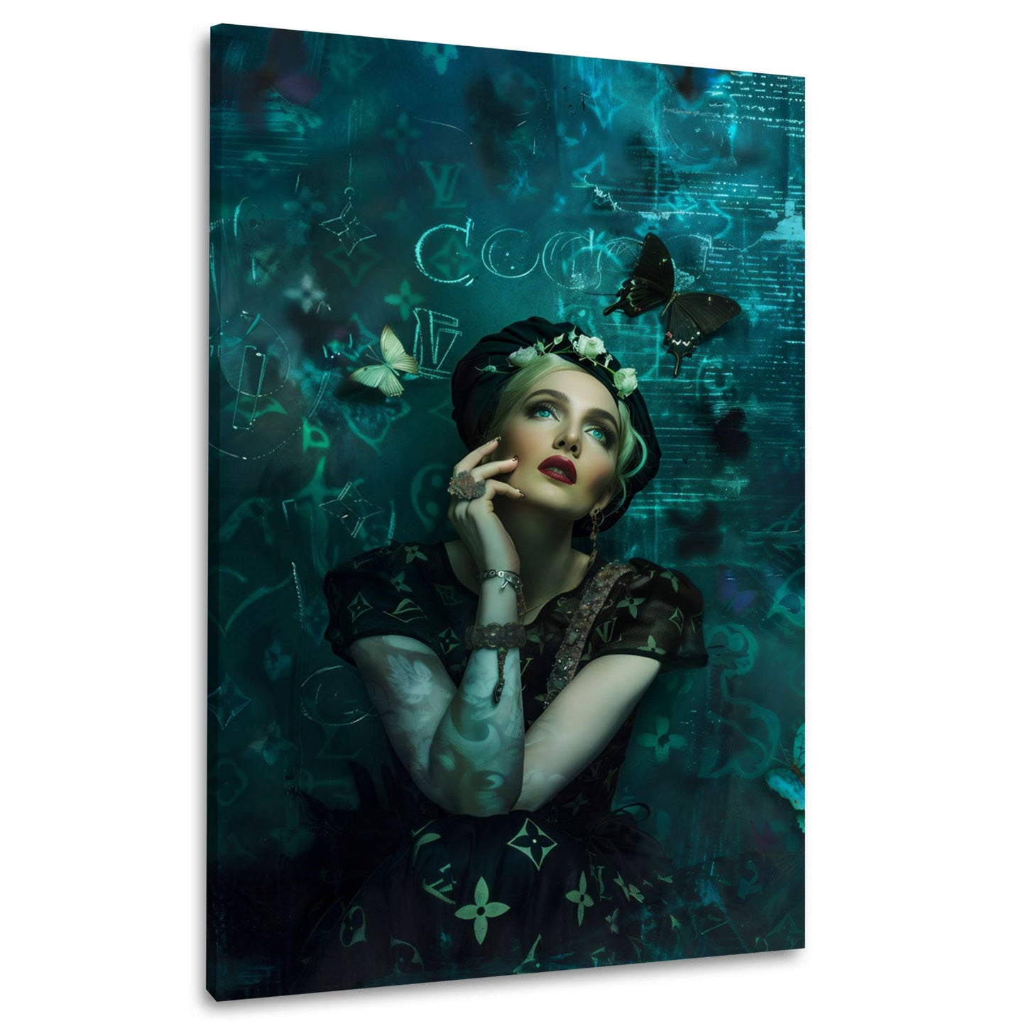 Madonna ritratto fashion elegante con belle farfalle quadro