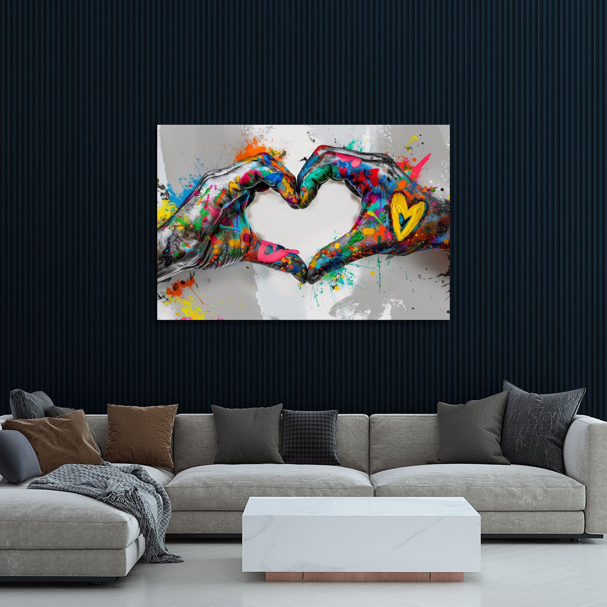 Mani che creano un cuore nella vivace Pop Art quadro
