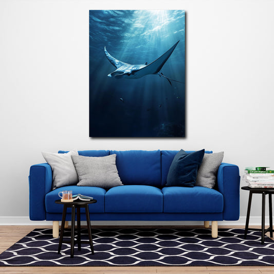Manta oceano luce subacquea profonda quadro