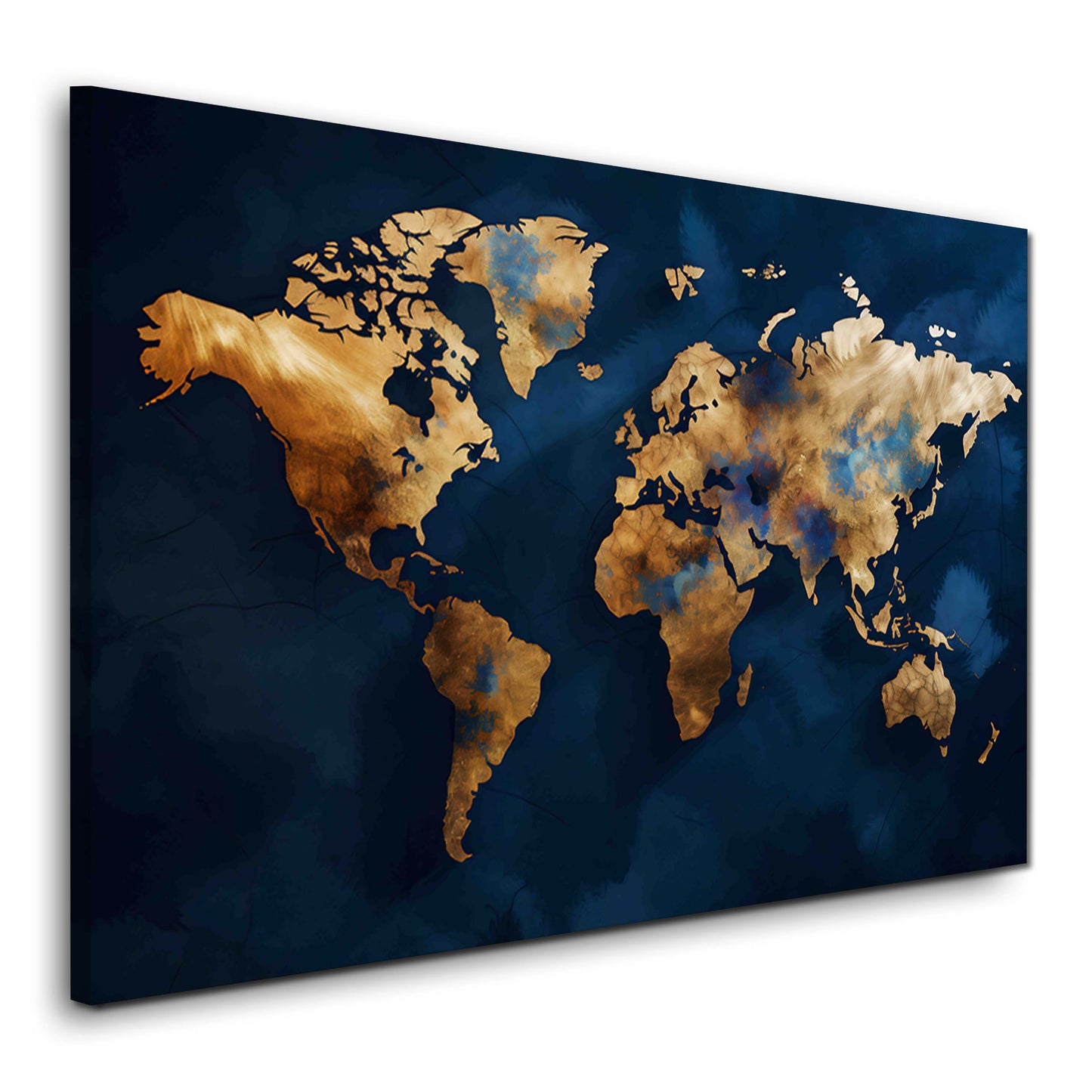 Mappa del mondo astratta blu e oro in stile moderno quadro