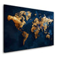 Mappa del mondo astratta in oro e blu moderno quadro