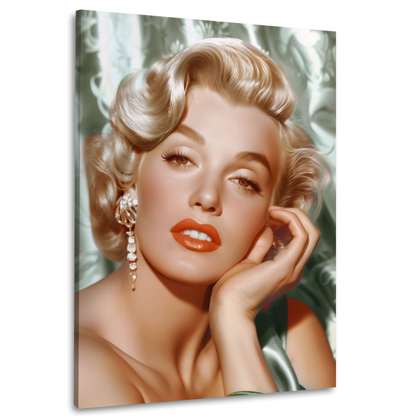 Marilyn diva Hollywood ritratto glamour con gioielli quadro