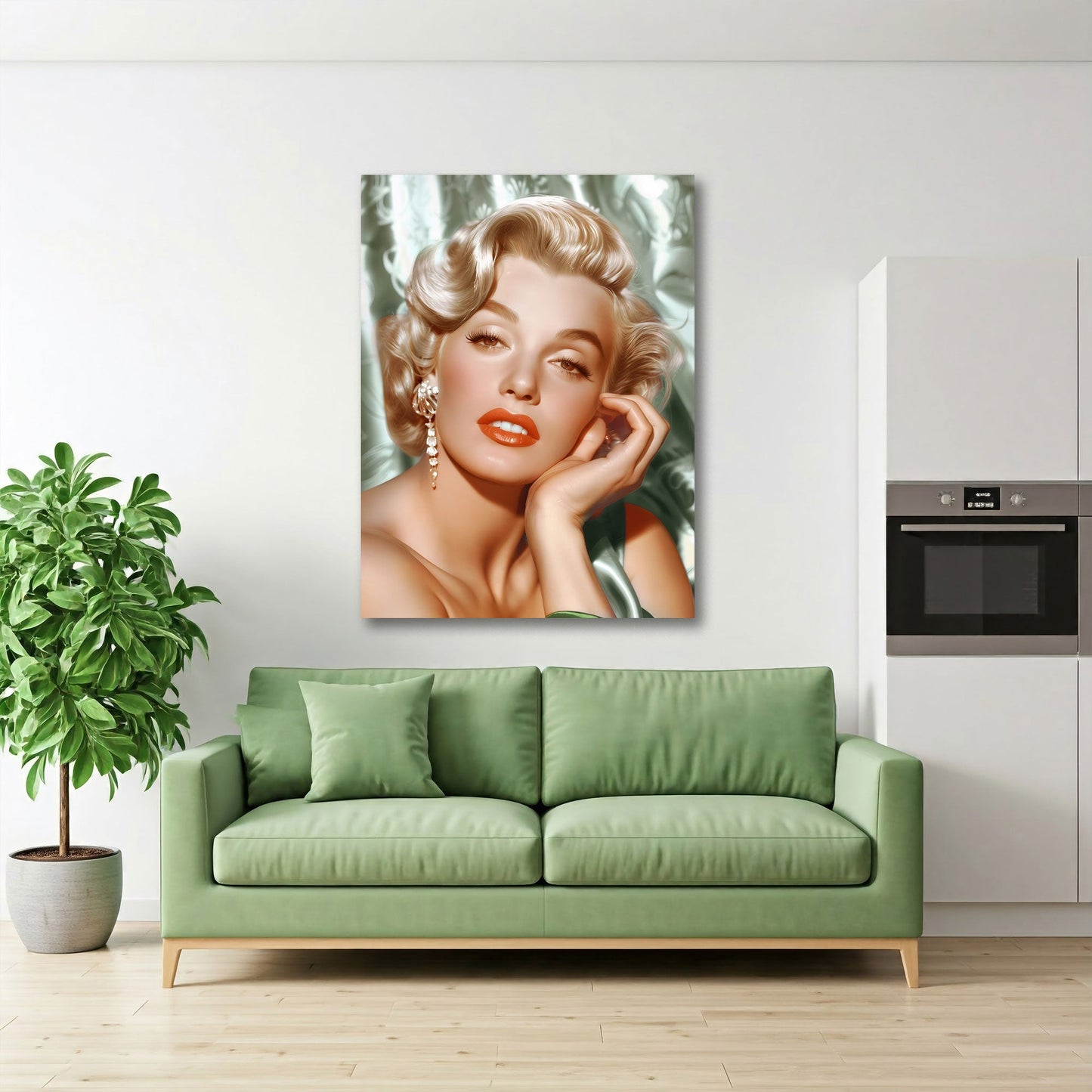 Marilyn diva Hollywood ritratto glamour con gioielli quadro