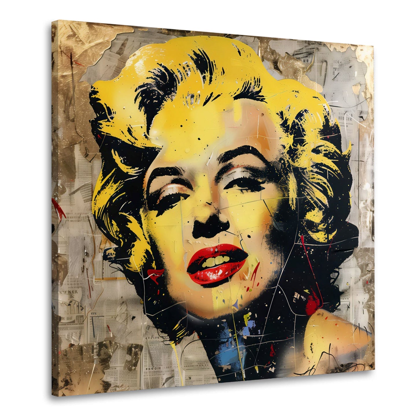 Marilyn Pop Art con volto glamour e labbra rosse quadro