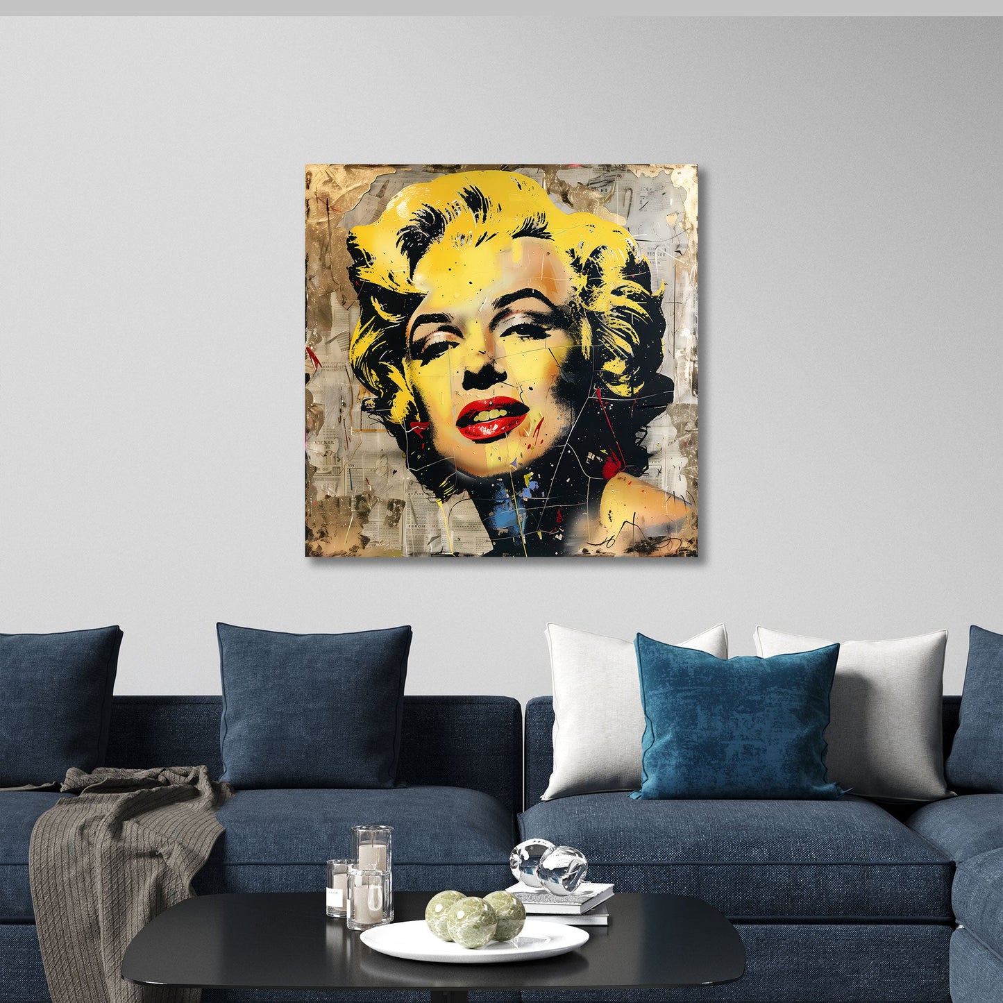Marilyn Pop Art con volto glamour e labbra rosse quadro