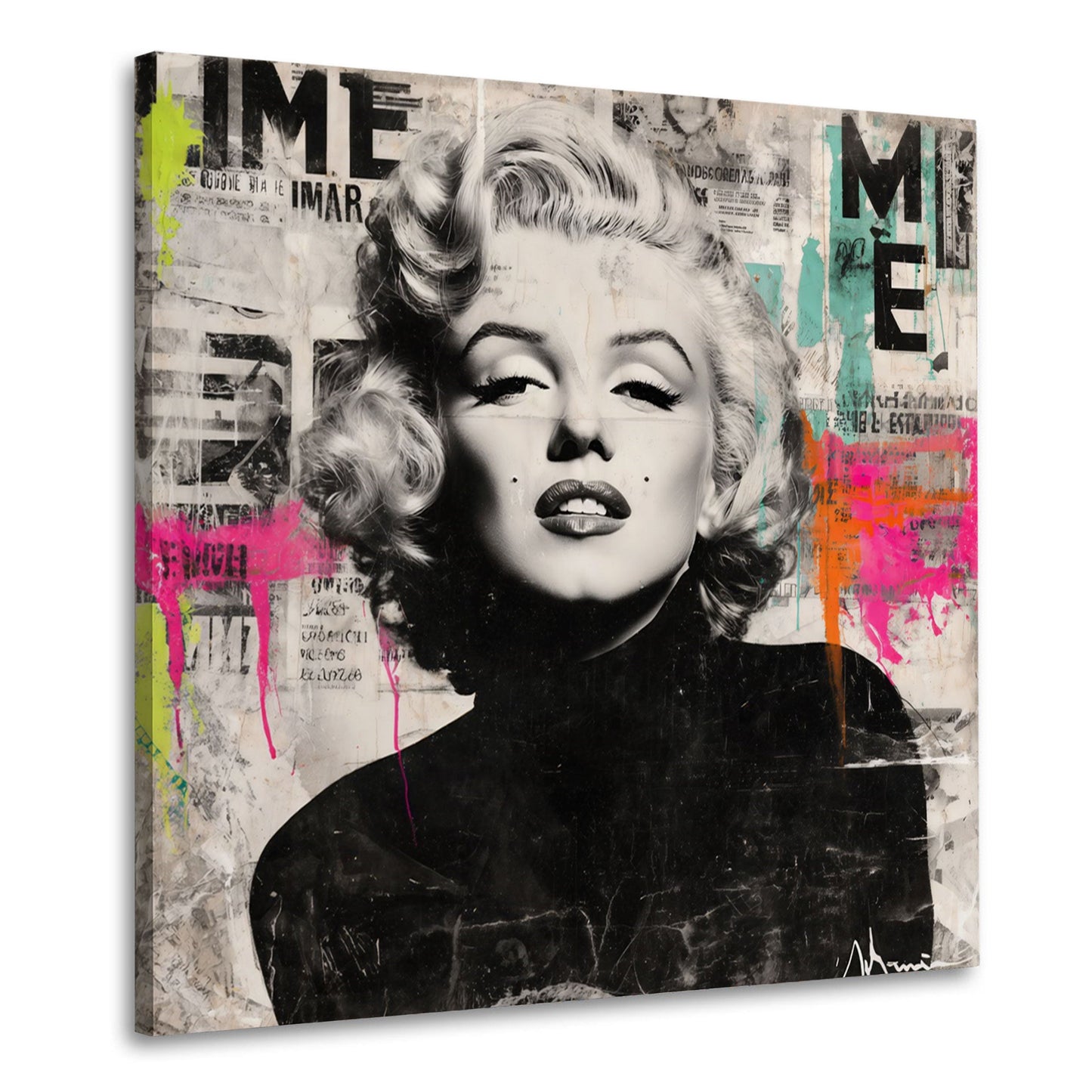 Marilyn Pop Art in bianco nero con colori vivaci quadro