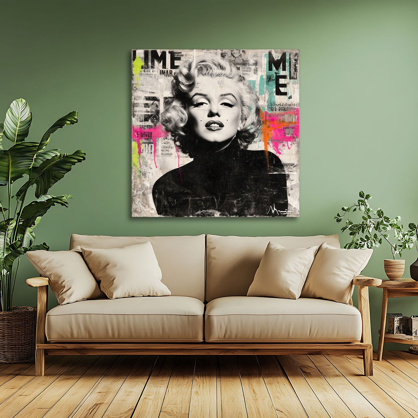 Marilyn Pop Art in bianco nero con colori vivaci quadro