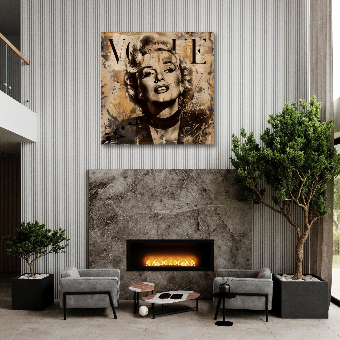 Marilyn ritratto vintage in seppia con arte astratta quadro