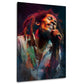 Marley cantante reggae microfono concerto ritratto musicale quadro