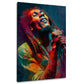 Marley cantante reggae microfono dreadlocks ritratto performance quadro
