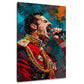 Mercury cantante rock con giacca rossa sul palco quadro