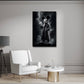 Topo con cappotto sotto il temporale in bianco e nero quadro