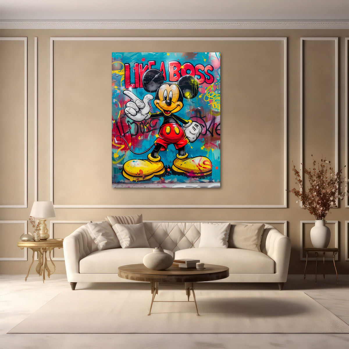 Topo con scritta Like a Boss in stile graffiti colorato quadro