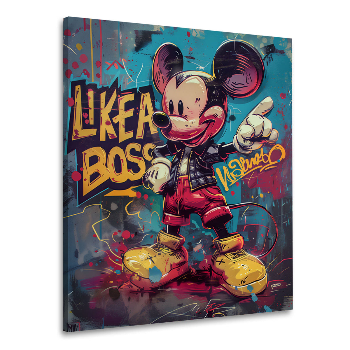Topo sicuro di sé con scritta Like a Boss Street Art quadro