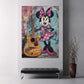 Minnie Mouse con chitarra su muro graffiti pop art quadro
